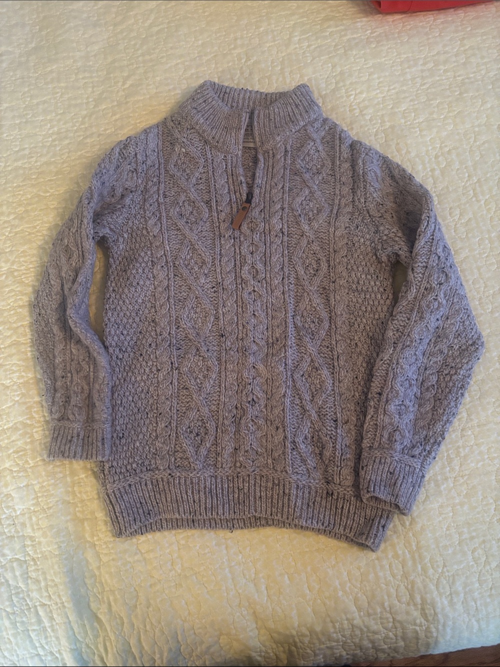 Cozy Cable Knit Half-Zip Sweater in Light Lavender